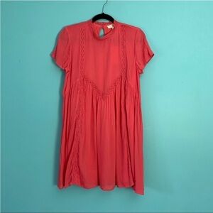 Entro Babydoll Crochet Detail Short Sleeve Dress